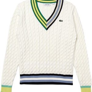 Lacoste Heritage V-Neck Cable-Knit Sweater